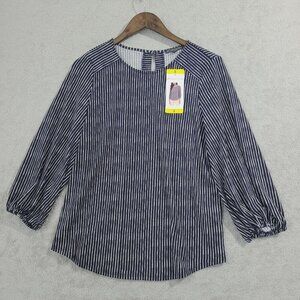 Adrianna Papell Black and White Striped Blouse